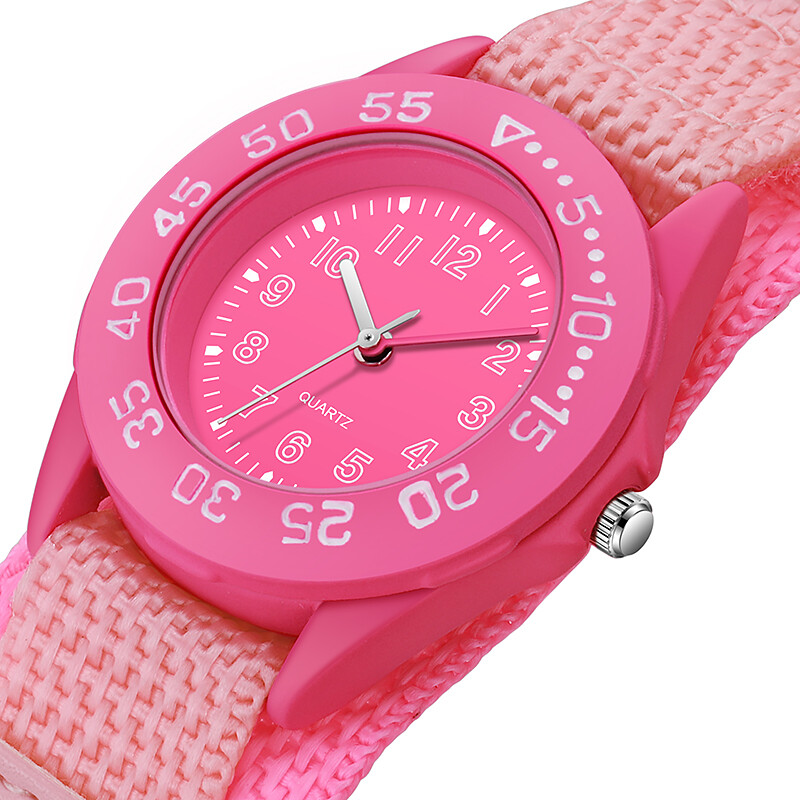 Dievčenské športové hodinky s otočnou lunetou, 31 mm ciferník, nylonový suchý zips, darček pre deti