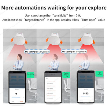 Ανιχνευτής ραντάρ WiFi / Zigbee Smart Human Presence Sensor PIR, Ανίχνευση φωτεινότητας/Απόστασης, οικιακός αυτοματισμός Tuya Smart Life