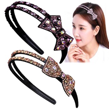 Νέα μπουτίκ μόδας Luxury Sweet Bow Wide Side Headband All-match Rhinestones Hairband for Women Girls Hair accessories