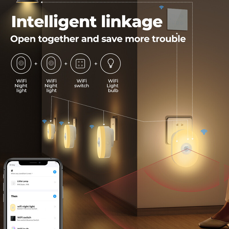 Tuya Smart WiFi PIR senzor pohybu so stmievateľným RGBCW LED detektorom nočného svetla Inteligentné ovládanie domácnosti funguje s Alexa Google Home