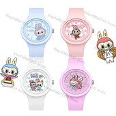 Jauns labubu Bērnu pulkstenis multfilmas lelles tēli apaļas silikona siksniņas analogais digitālais pulkstenis zēniem meitenēm bērniem rotaļlietas dzimšanas dienas dāvanas