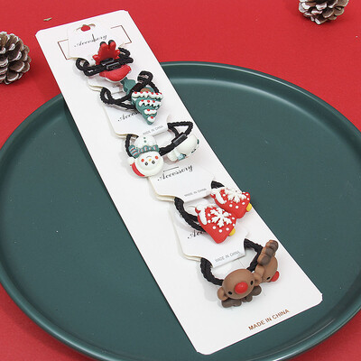 10db/szett lány rajzfilm karácsonyi hajkötők elasztikus gumiszalag gyerekek édes hajgumi Mikulás hajkiegészítők ajándék