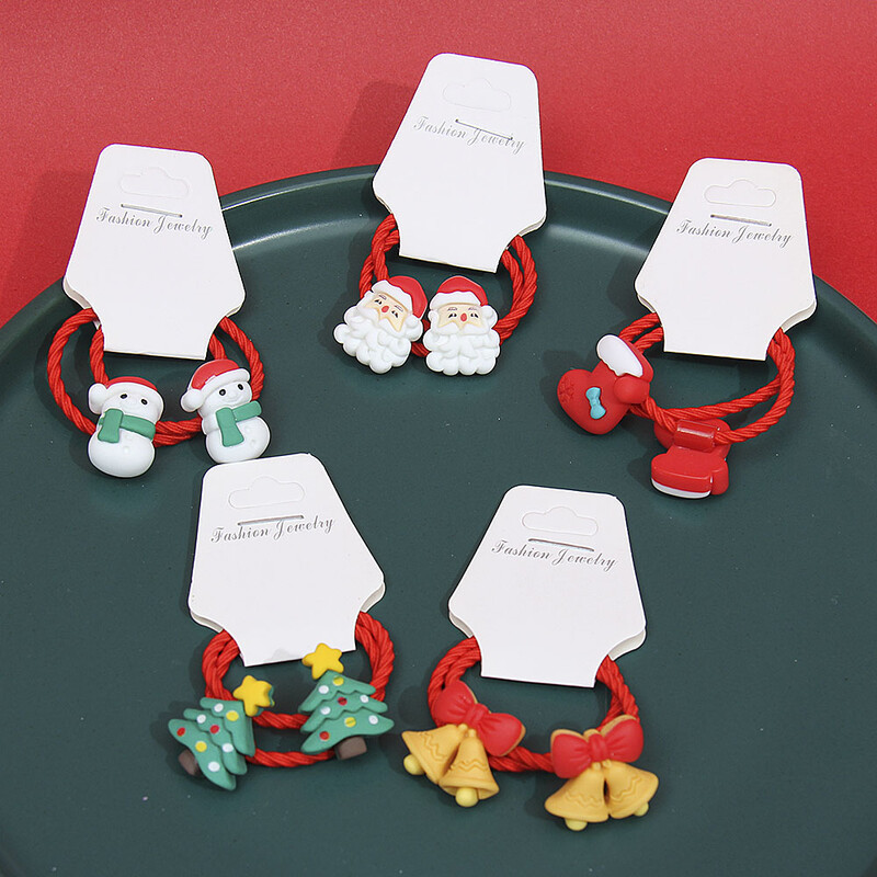 10db/szett lány rajzfilm karácsonyi hajkötők elasztikus gumiszalag gyerekek édes hajgumi Mikulás hajkiegészítők ajándék