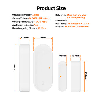 AVATTO Tuya ZigBee Интелигентен сензор за врата Отворена/затворена врата Безжичен детектор Тампер Аларма Система за сигурност Работа с Alexa Google Home