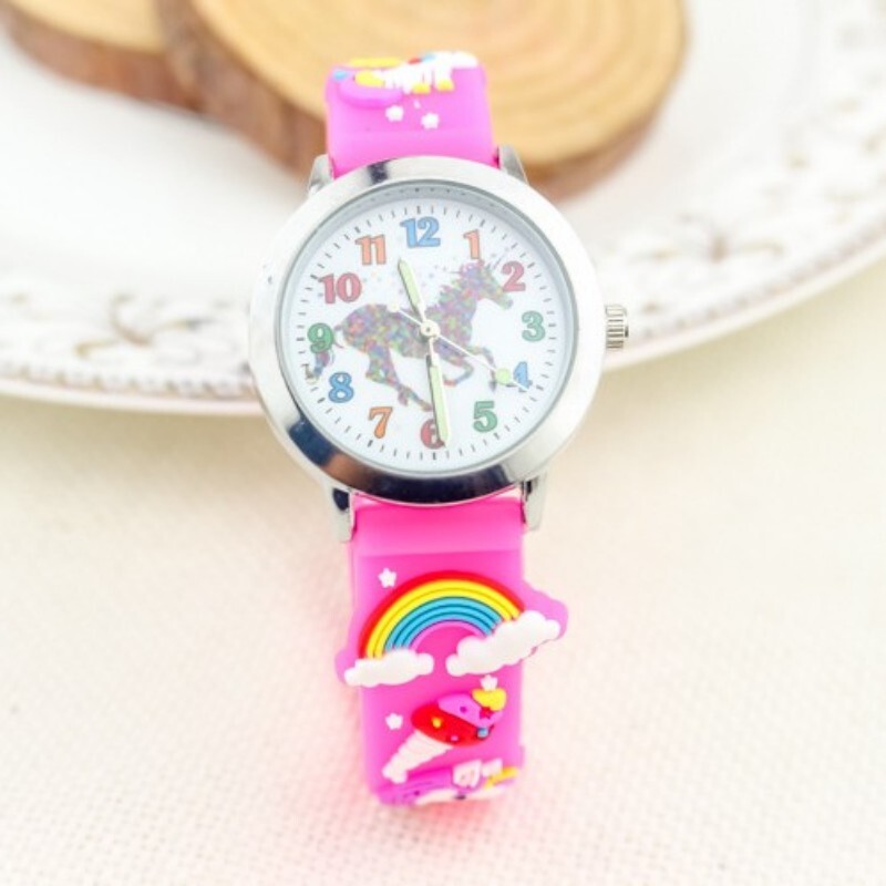 3D kreslené silikónové dúhové jednorožce Design Clock Timer Detské hodinky Detské dievčatá Chlapci Študenti Vianočné hodinky Relogio