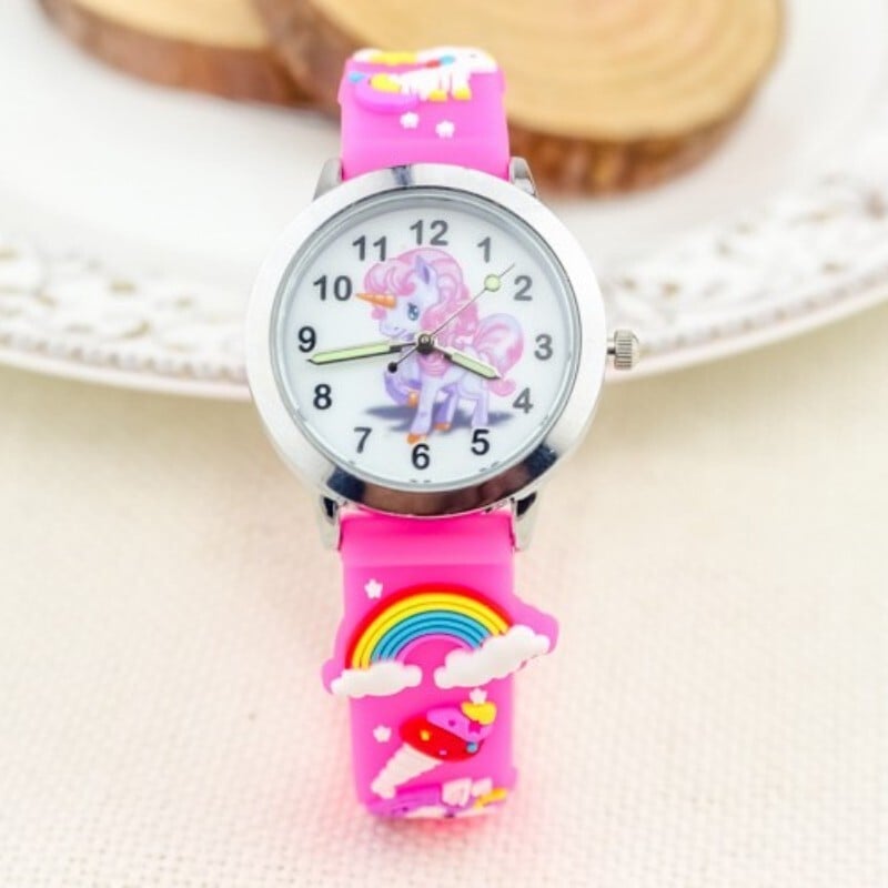3D kreslené silikónové dúhové jednorožce Design Clock Timer Detské hodinky Detské dievčatá Chlapci Študenti Vianočné hodinky Relogio