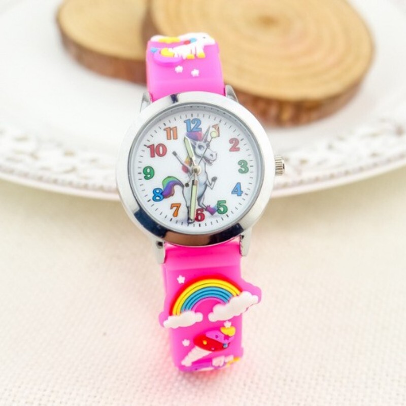 3D kreslené silikónové dúhové jednorožce Design Clock Timer Detské hodinky Detské dievčatá Chlapci Študenti Vianočné hodinky Relogio