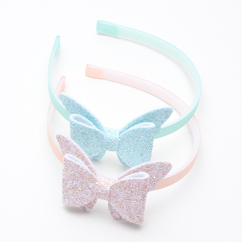 2 vnt Nauji žingsniniai dantukai plaukų juostelės Madingos mergaičių blizgančios galvos juostos vaikams drugeliai plaukų juostelės plaukų lankelis galvos lankelis plaukų priedai