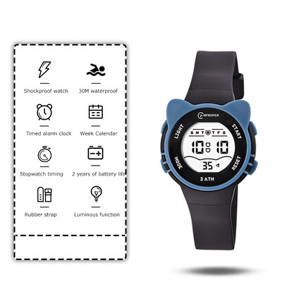 UTHAI C16 Момичета и момчета Сладък часовник Meow Star Детски детски прогимназиален водоустойчив будилник Електронен часовник