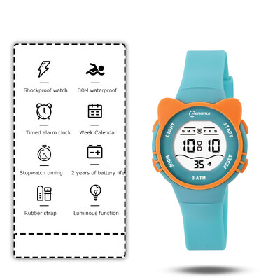 UTHAI C16 Момичета и момчета Сладък часовник Meow Star Детски детски прогимназиален водоустойчив будилник Електронен часовник