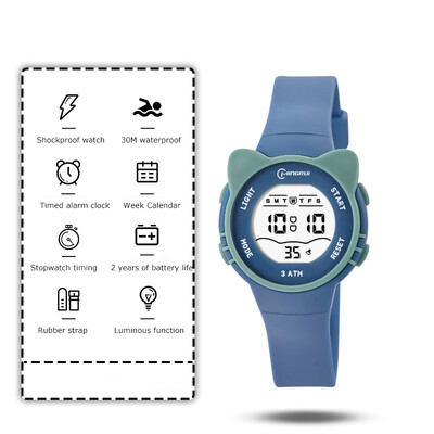 UTHAI C16 Момичета и момчета Сладък часовник Meow Star Детски детски прогимназиален водоустойчив будилник Електронен часовник