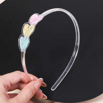 Banda de păr transparentă cu nisip mișcător pentru copii, fete, cu sclipici, inimă, paiete, bentite pentru urechi, cercuri pentru păr, accesorii pentru păr