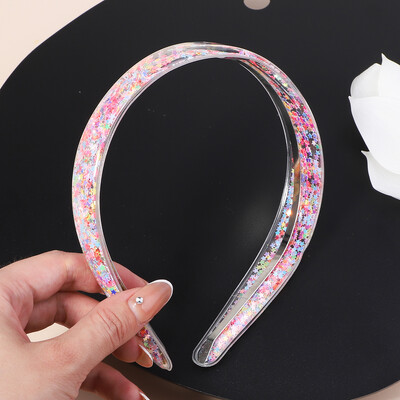 Banda de păr transparentă cu nisip mișcător pentru copii, fete, cu sclipici, inimă, paiete, bentite pentru urechi, cercuri pentru păr, accesorii pentru păr