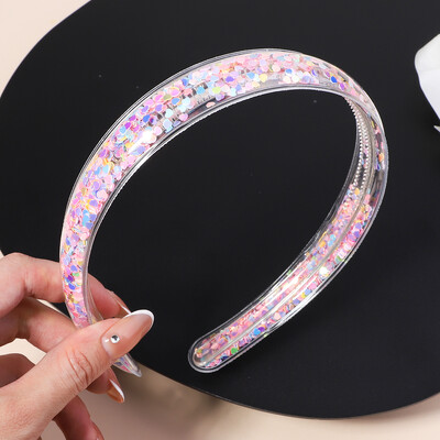 Banda de păr transparentă cu nisip mișcător pentru copii, fete, cu sclipici, inimă, paiete, bentite pentru urechi, cercuri pentru păr, accesorii pentru păr