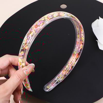 Banda de păr transparentă cu nisip mișcător pentru copii, fete, cu sclipici, inimă, paiete, bentite pentru urechi, cercuri pentru păr, accesorii pentru păr