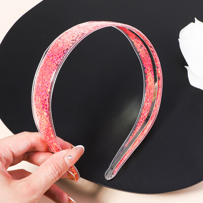 Banda de păr transparentă cu nisip mișcător pentru copii, fete, cu sclipici, inimă, paiete, bentite pentru urechi, cercuri pentru păr, accesorii pentru păr