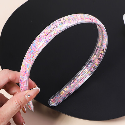 Banda de păr transparentă cu nisip mișcător pentru copii, fete, cu sclipici, inimă, paiete, bentite pentru urechi, cercuri pentru păr, accesorii pentru păr