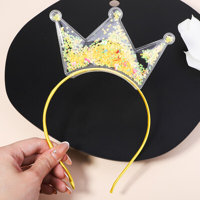 Banda de păr transparentă cu nisip mișcător pentru copii, fete, cu sclipici, inimă, paiete, bentite pentru urechi, cercuri pentru păr, accesorii pentru păr