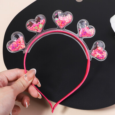 Banda de păr transparentă cu nisip mișcător pentru copii, fete, cu sclipici, inimă, paiete, bentite pentru urechi, cercuri pentru păr, accesorii pentru păr