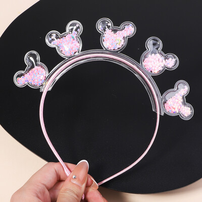 Banda de păr transparentă cu nisip mișcător pentru copii, fete, cu sclipici, inimă, paiete, bentite pentru urechi, cercuri pentru păr, accesorii pentru păr