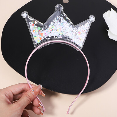 Banda de păr transparentă cu nisip mișcător pentru copii, fete, cu sclipici, inimă, paiete, bentite pentru urechi, cercuri pentru păr, accesorii pentru păr