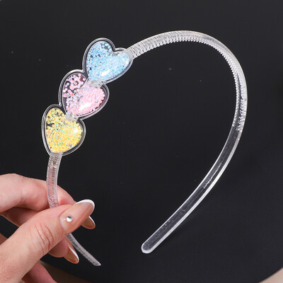 Banda de păr transparentă cu nisip mișcător pentru copii, fete, cu sclipici, inimă, paiete, bentite pentru urechi, cercuri pentru păr, accesorii pentru păr