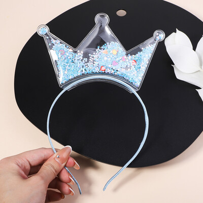 Banda de păr transparentă cu nisip mișcător pentru copii, fete, cu sclipici, inimă, paiete, bentite pentru urechi, cercuri pentru păr, accesorii pentru păr