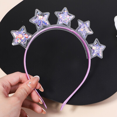 Banda de păr transparentă cu nisip mișcător pentru copii, fete, cu sclipici, inimă, paiete, bentite pentru urechi, cercuri pentru păr, accesorii pentru păr