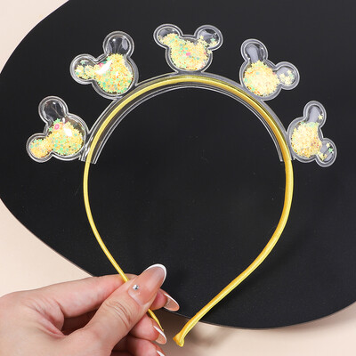 Banda de păr transparentă cu nisip mișcător pentru copii, fete, cu sclipici, inimă, paiete, bentite pentru urechi, cercuri pentru păr, accesorii pentru păr
