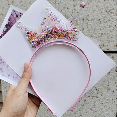 Banda de păr transparentă cu nisip mișcător pentru copii, fete, cu sclipici, inimă, paiete, bentite pentru urechi, cercuri pentru păr, accesorii pentru păr