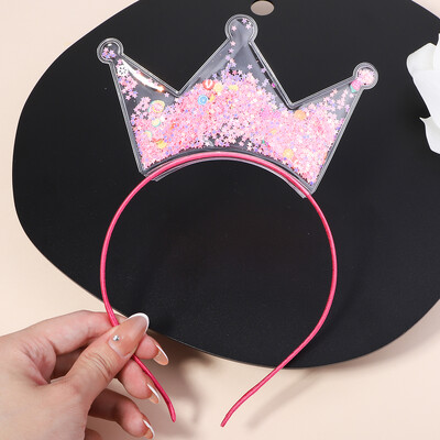 Banda de păr transparentă cu nisip mișcător pentru copii, fete, cu sclipici, inimă, paiete, bentite pentru urechi, cercuri pentru păr, accesorii pentru păr