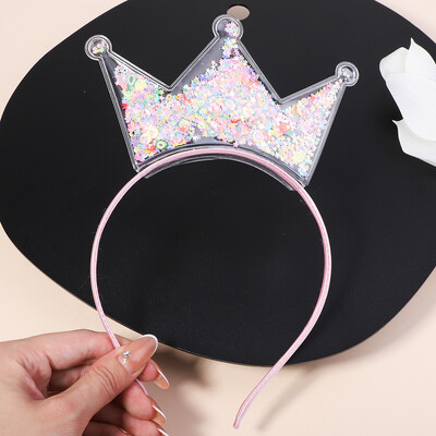 Banda de păr transparentă cu nisip mișcător pentru copii, fete, cu sclipici, inimă, paiete, bentite pentru urechi, cercuri pentru păr, accesorii pentru păr