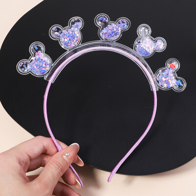 Banda de păr transparentă cu nisip mișcător pentru copii, fete, cu sclipici, inimă, paiete, bentite pentru urechi, cercuri pentru păr, accesorii pentru păr