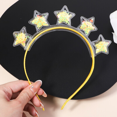 Banda de păr transparentă cu nisip mișcător pentru copii, fete, cu sclipici, inimă, paiete, bentite pentru urechi, cercuri pentru păr, accesorii pentru păr