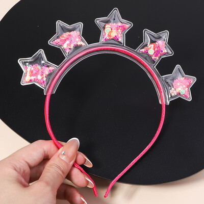 Banda de păr transparentă cu nisip mișcător pentru copii, fete, cu sclipici, inimă, paiete, bentite pentru urechi, cercuri pentru păr, accesorii pentru păr