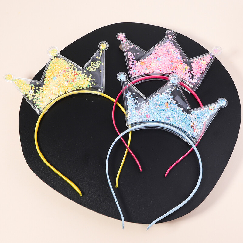 Banda de păr transparentă cu nisip mișcător pentru copii, fete, cu sclipici, inimă, paiete, bentite pentru urechi, cercuri pentru păr, accesorii pentru păr