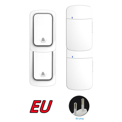 Elem nélkül US EU UK Plug IP44 vízálló nagy hangerős elektronikus AC ajtócsengő 150m távolsági, önellátású vezeték nélküli ajtócsengő