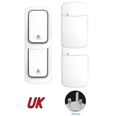 Elem nélkül US EU UK Plug IP44 vízálló nagy hangerős elektronikus AC ajtócsengő 150m távolsági, önellátású vezeték nélküli ajtócsengő