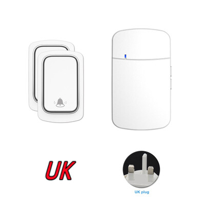 Elem nélkül US EU UK Plug IP44 vízálló nagy hangerős elektronikus AC ajtócsengő 150m távolsági, önellátású vezeték nélküli ajtócsengő
