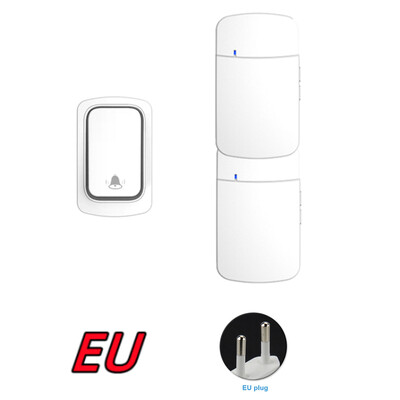 Elem nélkül US EU UK Plug IP44 vízálló nagy hangerős elektronikus AC ajtócsengő 150m távolsági, önellátású vezeték nélküli ajtócsengő