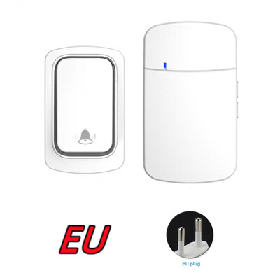 Elem nélkül US EU UK Plug IP44 vízálló nagy hangerős elektronikus AC ajtócsengő 150m távolsági, önellátású vezeték nélküli ajtócsengő
