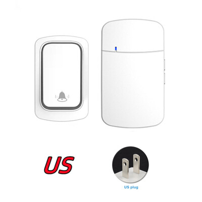 Elem nélkül US EU UK Plug IP44 vízálló nagy hangerős elektronikus AC ajtócsengő 150m távolsági, önellátású vezeték nélküli ajtócsengő
