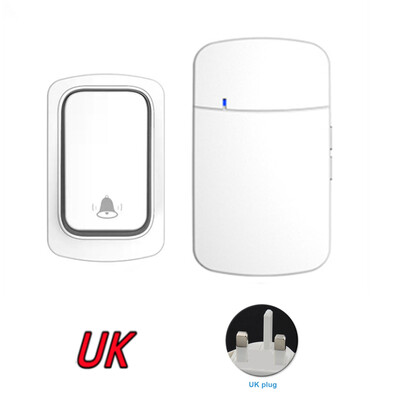 Elem nélkül US EU UK Plug IP44 vízálló nagy hangerős elektronikus AC ajtócsengő 150m távolsági, önellátású vezeték nélküli ajtócsengő