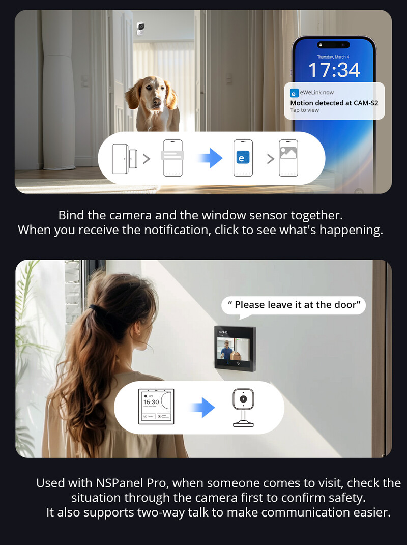 SONOFF CAM Slim Gen2 Cameră inteligentă de securitate pentru casă 1080P Detecție umană și mișcare Viziune nocturnă Audio bidirecțional Funcționează cu Google Alexa