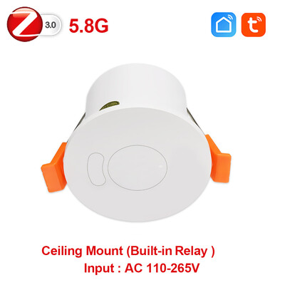 Detector de prezență umană Zigbee MmWave 220V/110V Senzor de mișcare radar 5.8G/24G și releu Lux Lumină/Detecție la distanță Tuya Smart Life