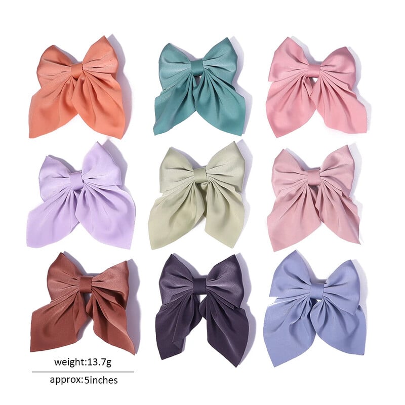 Új Sweet Bows Hajtűk Egyszínű Bowknot Hajcsatok Lányoknak Szatén Pillangó Barrettes Kacsacsőrű Clip gyerekeknek Hajkiegészítők