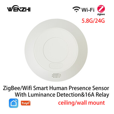 ZigBee/Wifi 5.8/24G MmWave Radar Emberi jelenlét mozgásérzékelő kapcsoló Fény Fényességérzékelés 110/220V Tuya Smart Life Home