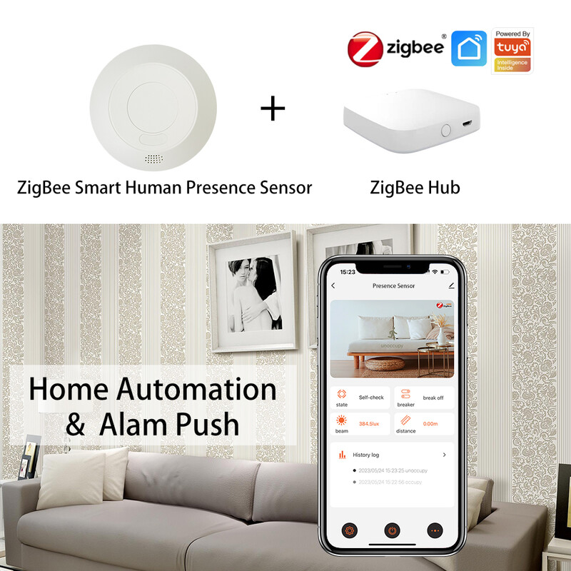ZigBee/Wifi 5.8/24G MmWave Ραντάρ Αισθητήρας Κίνησης Διακόπτης Φωτός Ανίχνευση Φωτεινότητας 110/220V Tuya Smart Life Home
