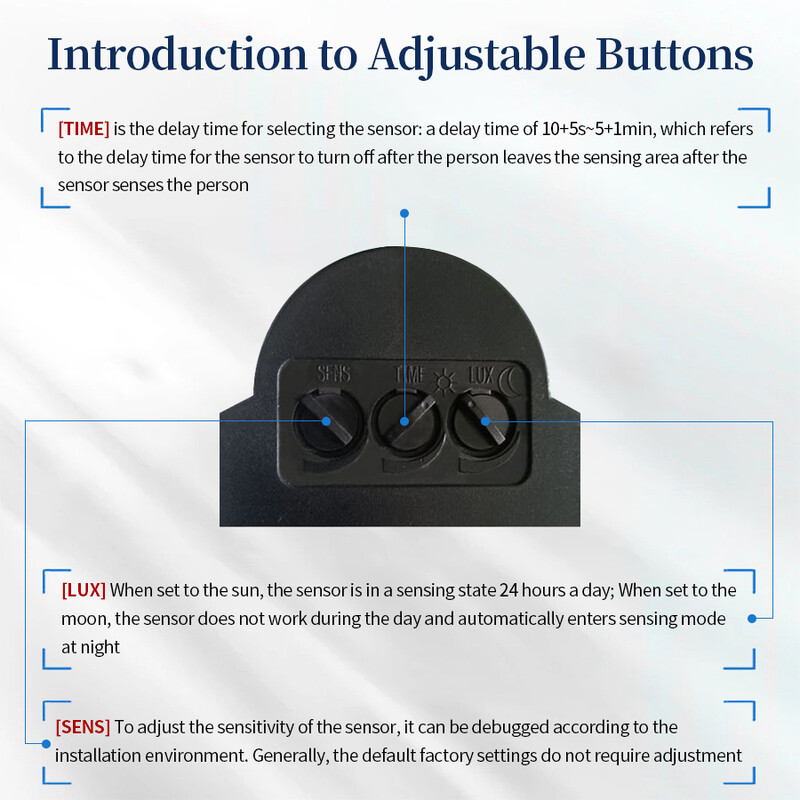 Mozgásérzékelő kapcsoló 110-240 V automatikus infravörös emberi test indukciós érzékelő időzítő késleltetése háztartási beltéri fényérzékelőhöz