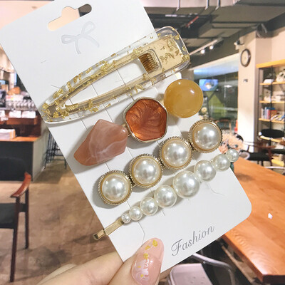 1 szett Akril hajkapcsok nőknek Divat Hajfogantyúk Geometrikus Gyöngytartók Hajtűk Fejfedők Lány Hajkiegészítők Ékszerek